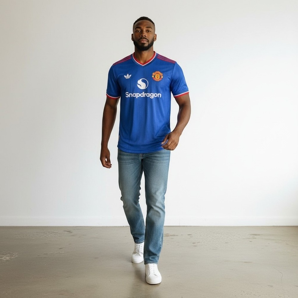 Manchester United 26/27 Away Jersey, Blue, Men's 2XL, RUNS SMALL, Retro Inspir